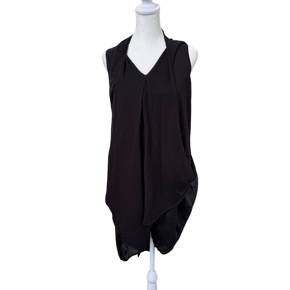 JNBY Black Dress M Silk Asymmetric Draped Lagenlook Avant Garde Art to Wear NWT